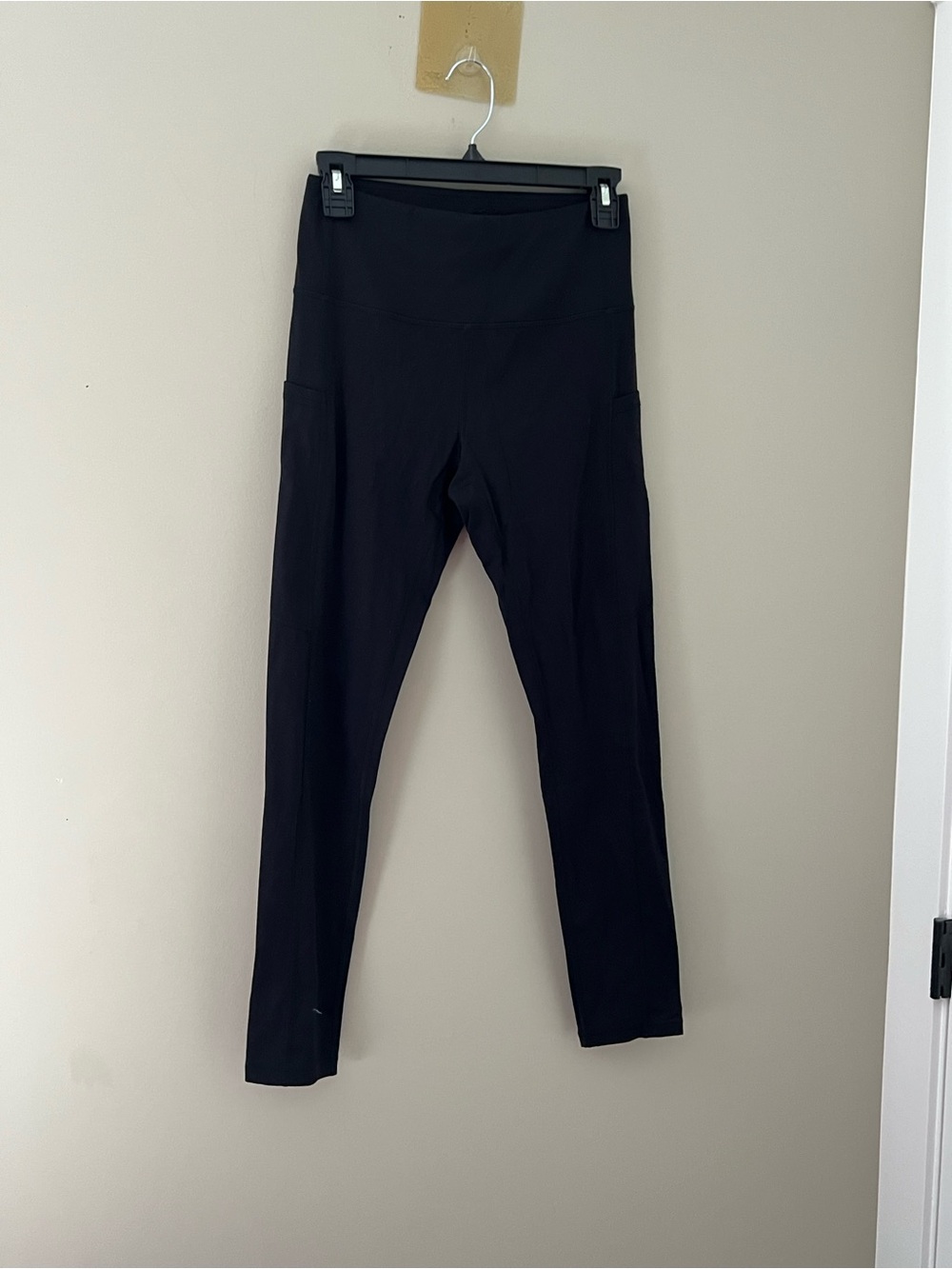 CHML Black High Waisted Leggings Side Pockets Size M
